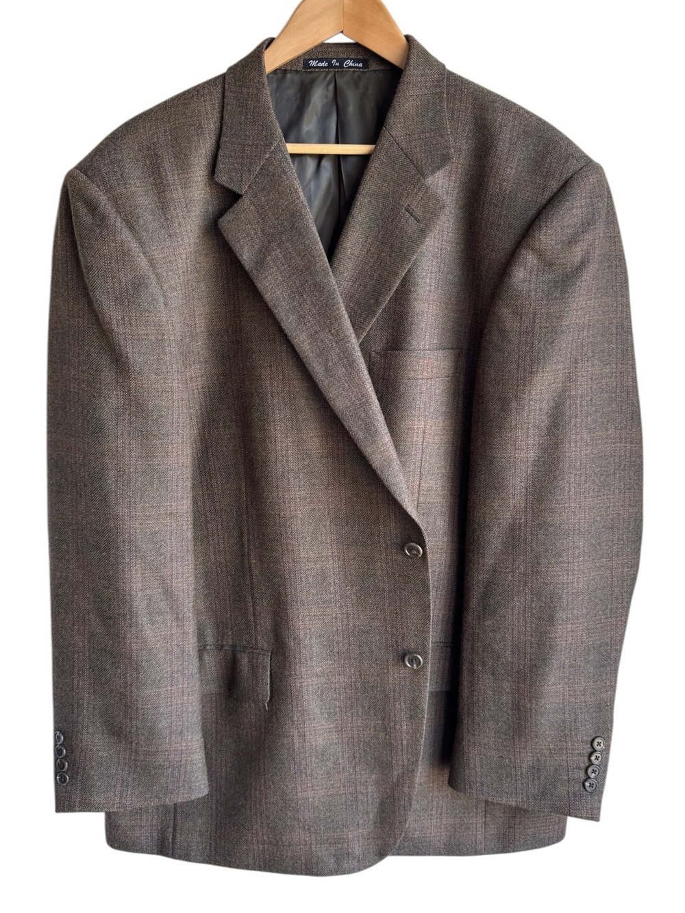 Jonathan Quale Reserve 100% Wool Blazer 50R Brown Plaid Suit Jacket Academia EUC